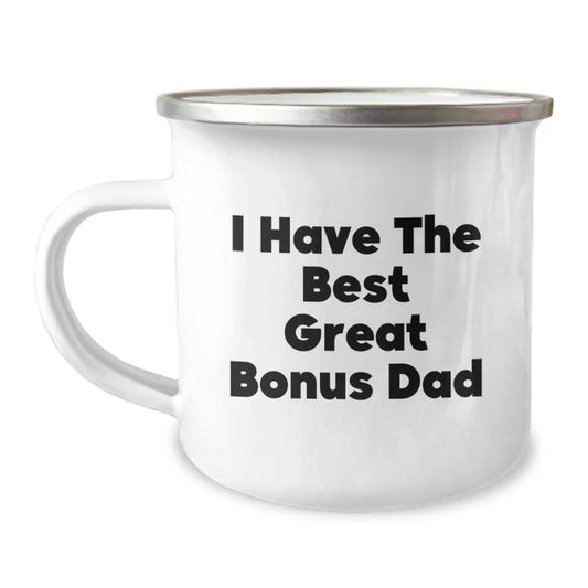 Funny Bonus Dad Camping Mug, Great Gifts from Men to Bonus Dads on Mother's Day, Unique Coffee Mug - Image 1