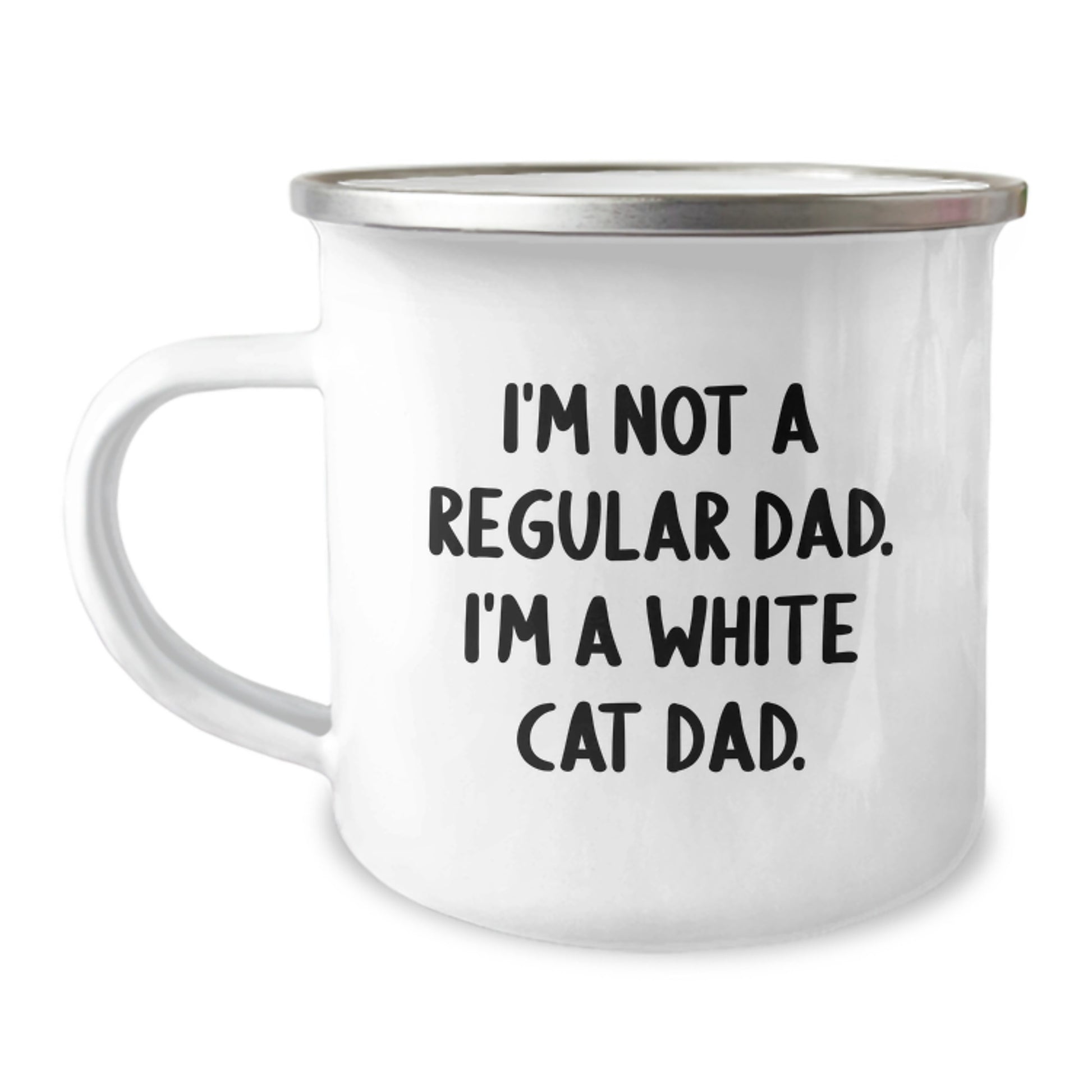 Funny White Cat Camping Mug Gifts for White Cat Lovers - Christmas Unique Gifts from Dad to Son - I'm Not A Regular Dad - Image 1