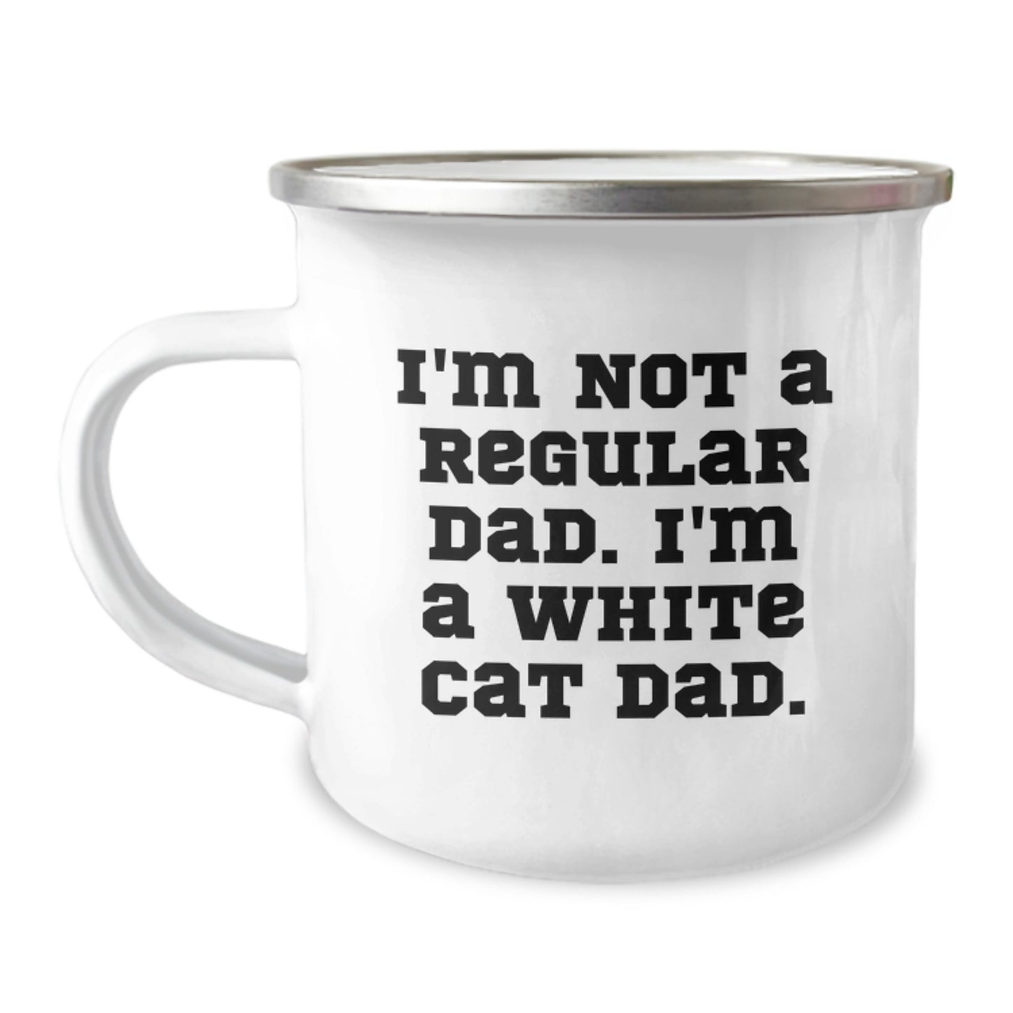 White Cat Dad Gifts Funny Camping Mug for Men Women Friends Family Christmas Unique Presents - Image 1