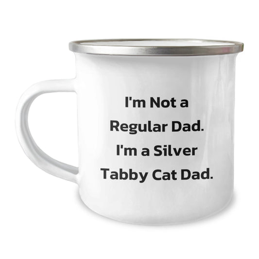 Funny Silver Tabby Cat Dad Gifts from Men for Silver Tabby Cat Lovers on Christmas Unique Presents, Silver Tabby Cat Camping Mug, I'm Not A Regular Dad. I'm A Silver Tabby Cat Dad. - Image 1