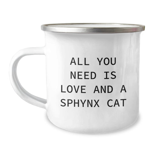 Sphynx Cat Lovers Gifts from Friends to Family, Unique Birthday Present for Men and Women with Funny Quote, 12 oz Camping Mug - Image 1