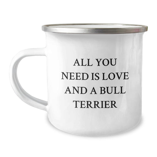 Funny Bull Terrier Dog Camping Mug Gifts from Friends for Birthday Unique Gifts - Image 1