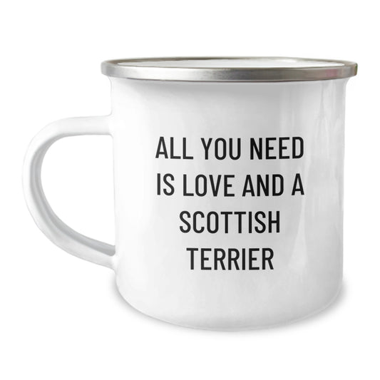 Unique Gifts from Family to Scottish Terrier Dog Lovers - Christmas Fun - All You Need Is Love And A Scottish Terrier Camping Mug - Image 1