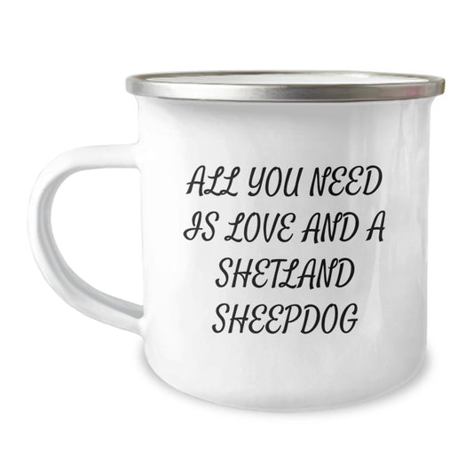 Funny Shetland Sheepdog Camping Mug Gifts from Friends for Men Women Family - Image 1