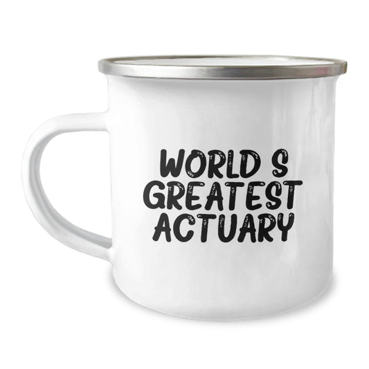 Funny Actuary Gifts from Friends, Gifts for Actuary Men, World's Greatest Actuary Camping Mug - Image 1