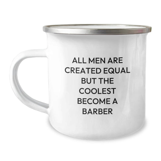 Barber Keepsake Camping Mug for Him Birthday Gift 12oz Stainless Steel - Image 1