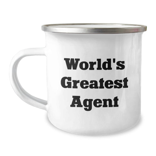 Funny Agent Gifts from Friends, Unique Valentine's Agent Mugs, World's Greatest Agent Quote Stainless Steel Mug, 12 oz Camping Mug - Image 1