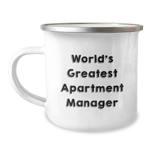 Funny Gifts from Men, Unique Gifts for Apartment Manager, World's Greatest Apartment Manager Camping Mug, Perfect for Father's Day - Image 1