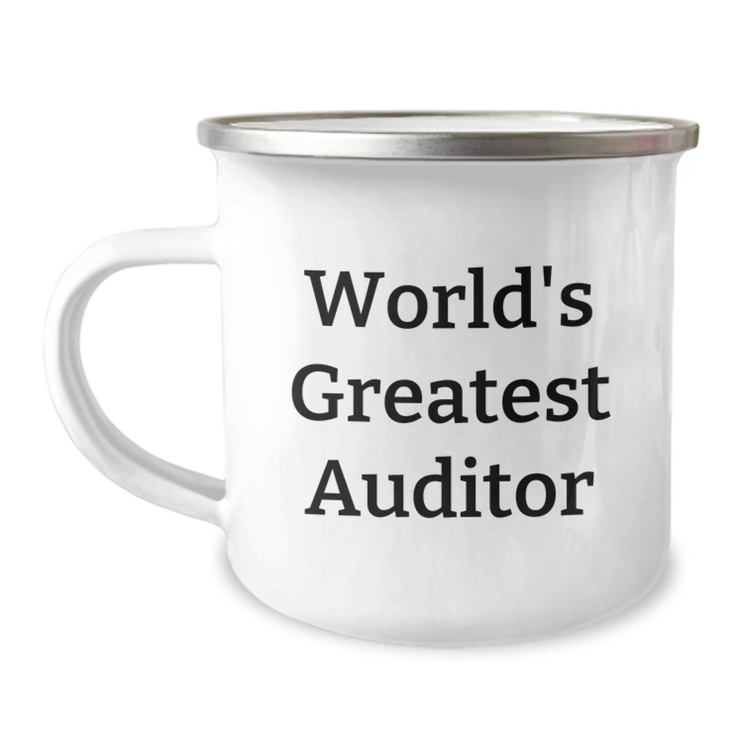 Funny Auditor Gifts for Men Birthday Unique Gifts from Family Camping Mug - 'World's Greatest Auditor' Enamel Finish - Image 1