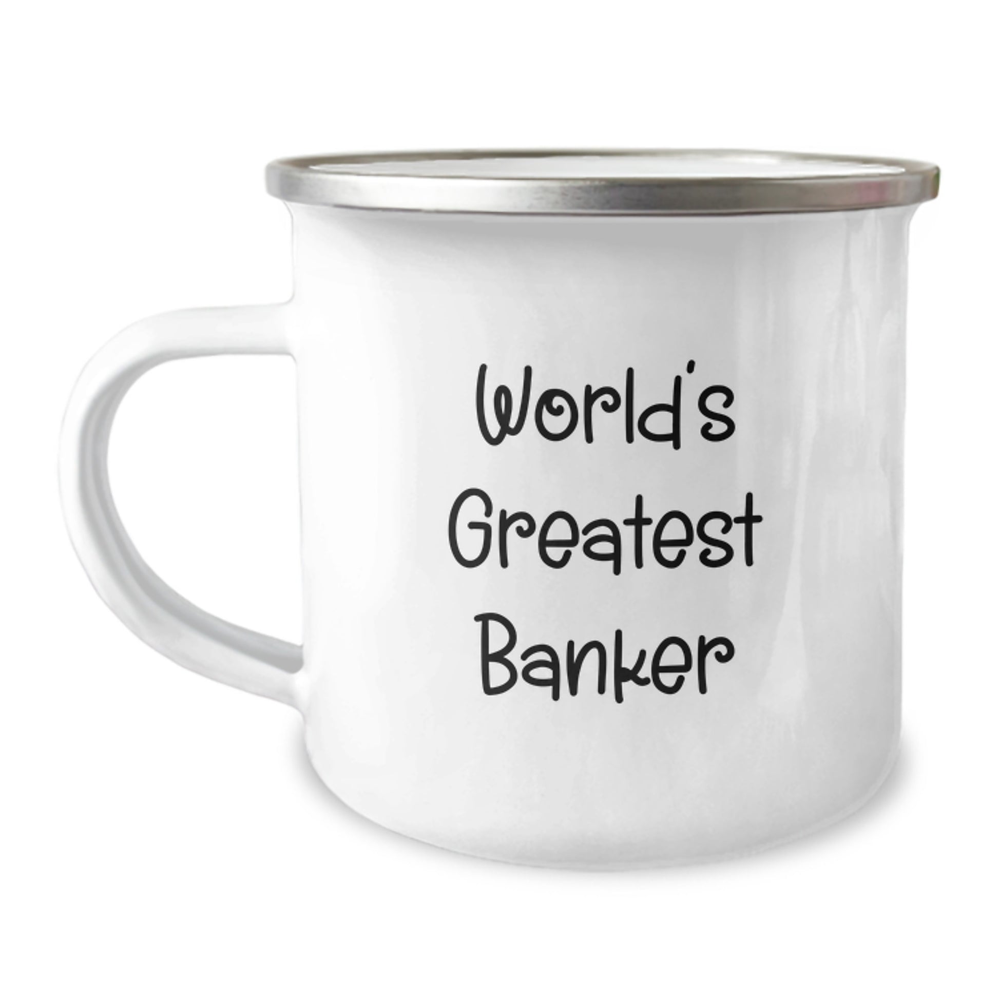 Funny Banker Gifts from Friends for Graduation Unique Gifts - World's Greatest Banker Camping Mug, 12 oz Stainless Steel - Image 1
