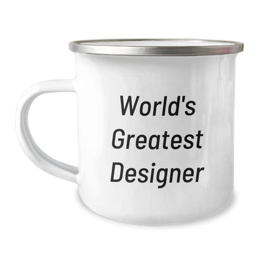 Unique Birthday Unique Gifts for Designer Friends - 'World's Greatest Designer' Funny Camping Mug, 12 oz Stainless Steel - Image 1