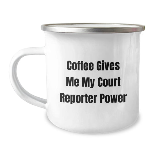 Funny Court Reporter Gifts for Men - Coffee Gives Me My Court Reporter Power - Unique Camping Mug for Court Reporters Graduation - Image 1