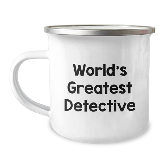 Funny 'World's Greatest Detective' Gifts from Friends to Detective Men on Valentine's Unique Camping Mug - Image 1