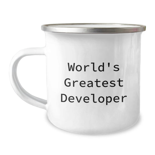Funny Developer Gifts from Men, Unique Valentine's Unique Gifts for Developers, World's Greatest Developer Camping Mug - Image 1