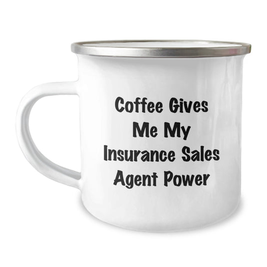 Funny Insurance Sales Agent Gifts for Men, Birthday Unique Gifts from Friends to Insurance Sales Agent, Coffee Gives Me My Insurance Sales Agent Power Stainless Steel Camping Mug - Image 1
