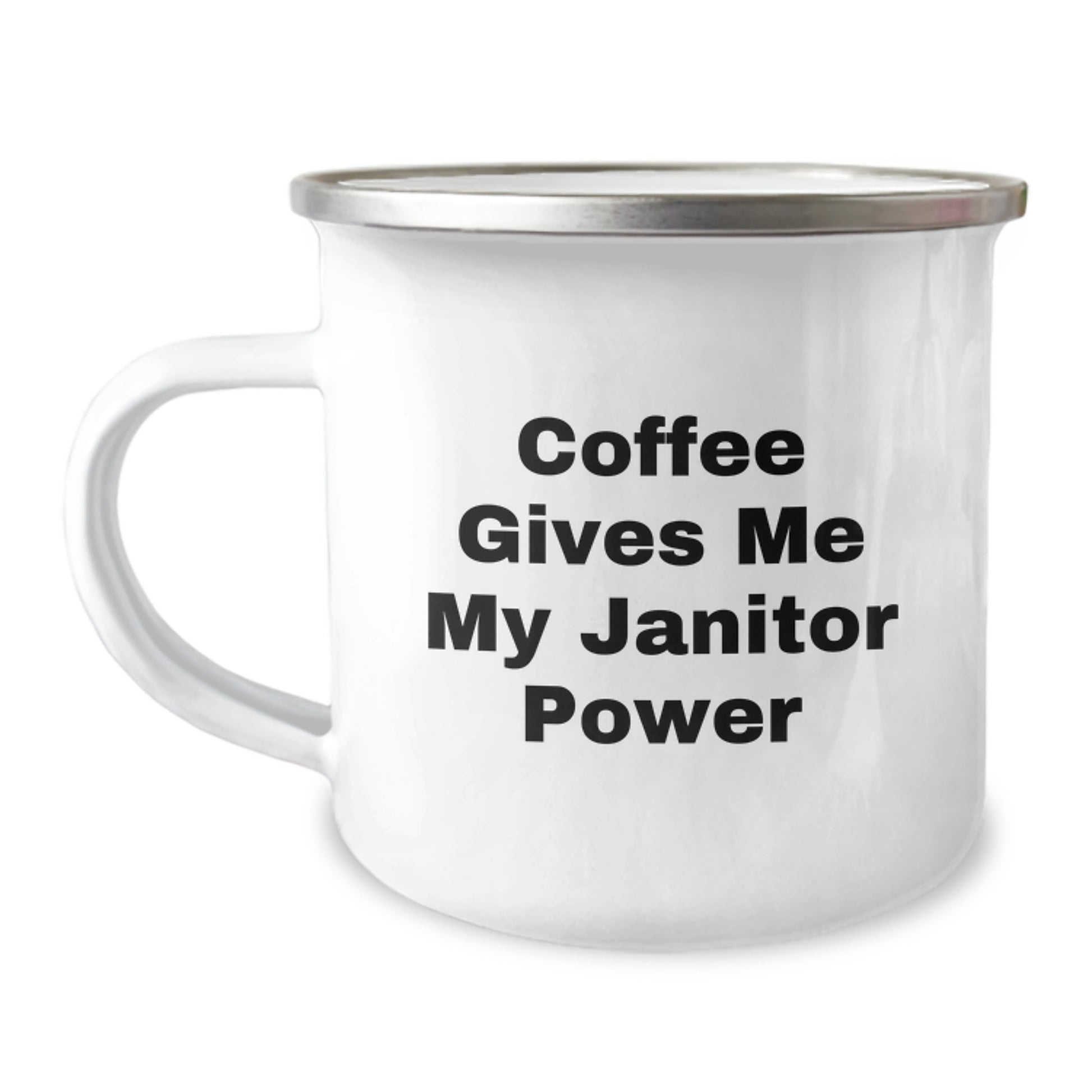 Funny Janitor Camping Mug Gifts for Birthday - Coffee Gives Me My Janitor Power - Unique Birthday Unique Gifts from Men - Image 1