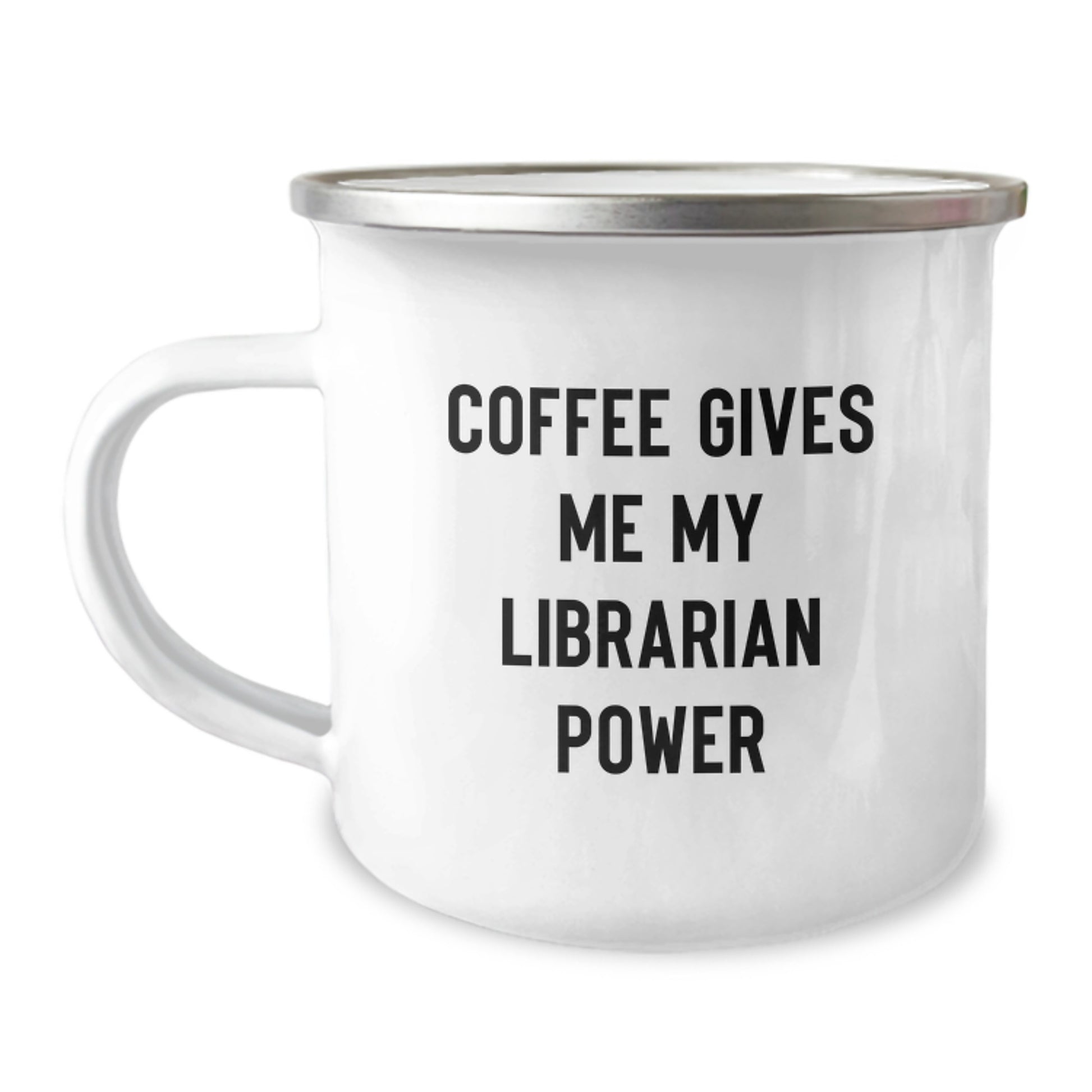 Funny Librarian Gifts from Family - Christmas Unique Presents for Librarians, Camping Mug with Coffee Gives Me My Librarian Power - Image 1