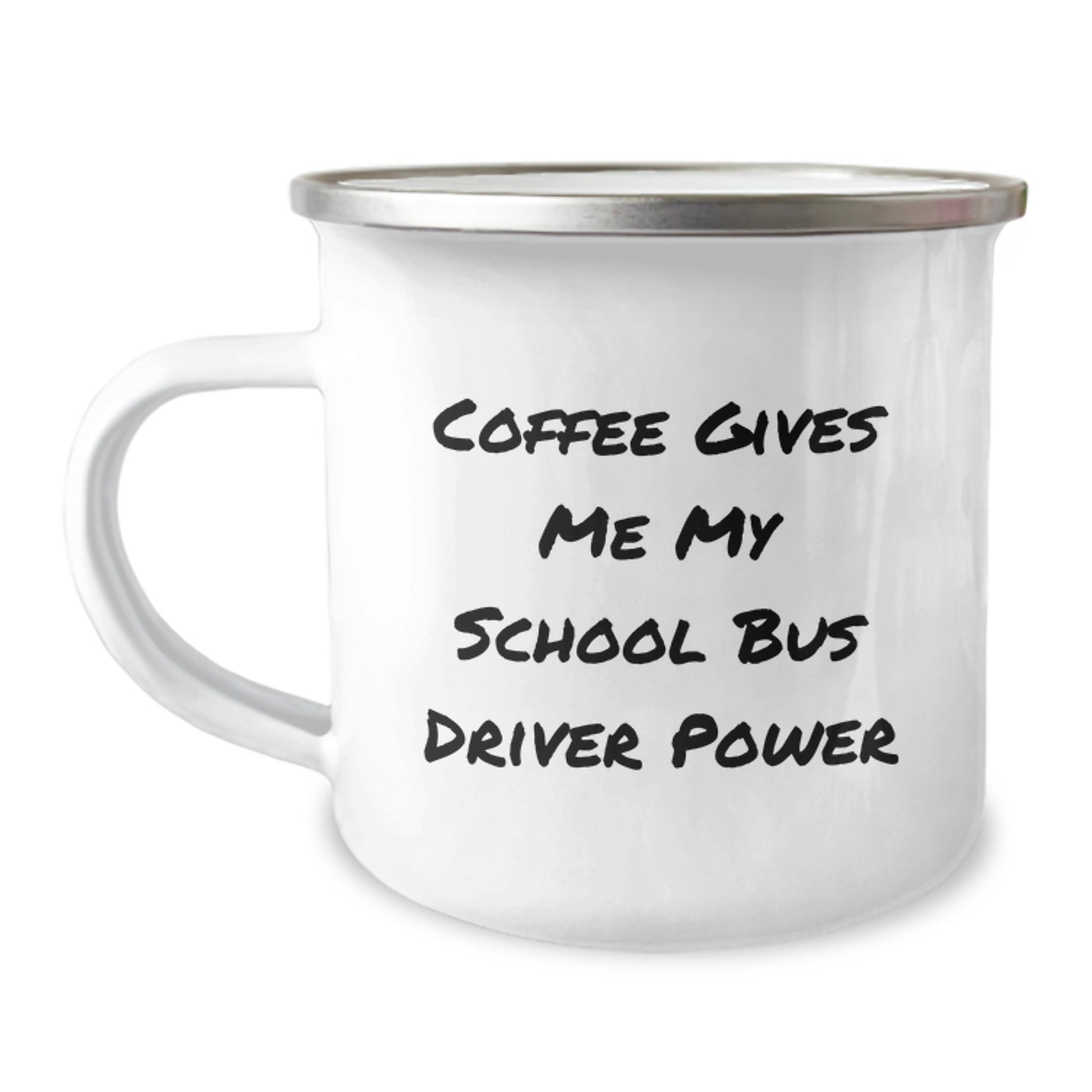 Gifts from Family to School Bus Driver Funny Valentine's Camping Mug - Coffee Gives Me My Power - Image 1