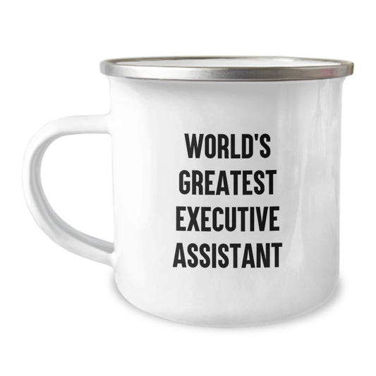 Funny Executive Assistant Gifts from Friends for Men, World's Greatest Executive Assistant Camping Mug, Valentine's Unique Gifts - Image 1