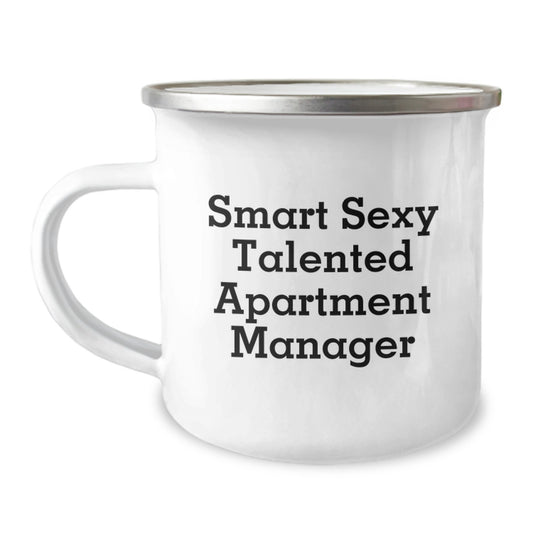 Funny Apartment Manager Gifts for Men from Friends, Unique Camping Mug for Graduation, 'Smart Sexy Talented' Quote - Image 1