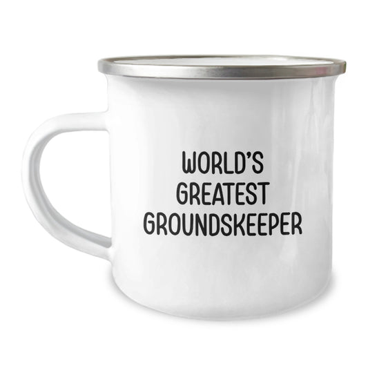 Funny groundskeeper Gifts for Dad, World's Greatest groundskeeper Camping Mug for Father's Day, Enamel Finish Stainless Steel 12 oz - Image 1