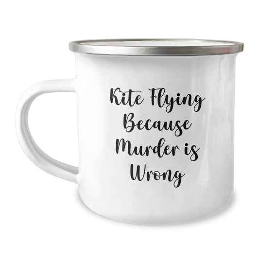 Funny Kite Flying Camping Mug Gifts for Men - Kite Flying Because Murder Is Wrong, Unique Christmas Unique Gifts for Family, Friends, Coworkers - Stainless Steel Mug - Image 1