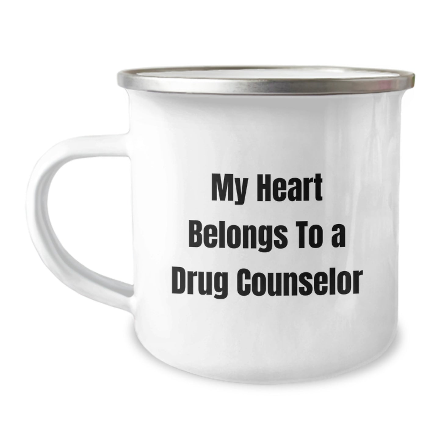 Funny Drug Counselor Gifts from Friends for Drug Counselor, Unique Christmas Unique Gifts for Camping Mug Lovers, My Heart Belongs To A Drug Counselor Mugs - Image 1