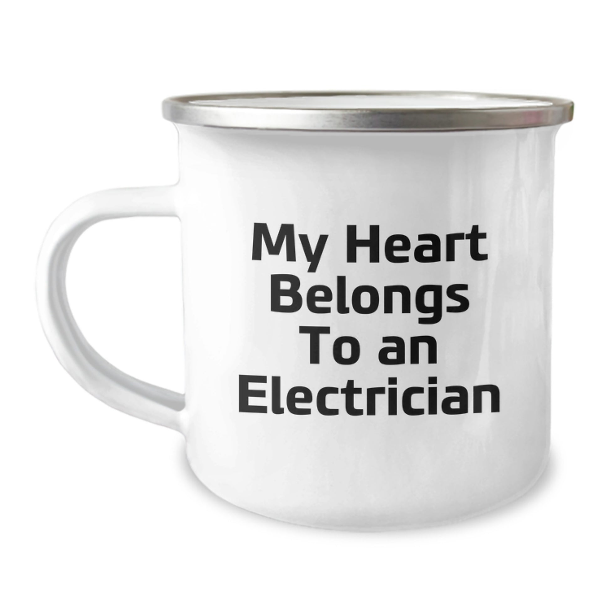 Funny Electrician Gifts from Friends, Unique Camping Mug for Electrician Men, My Heart Belongs To An Electrician - Graduation Unique Gifts for Him - Image 1