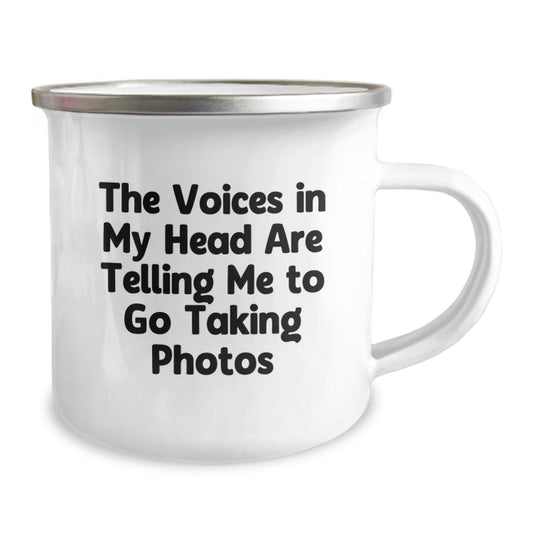 Funny Taking Photos Gifts for Men, Unique Graduation Unique Gifts from Friends, The Voices In My Head Are Telling Me To Go Taking Photos Camping Mug - Image 2