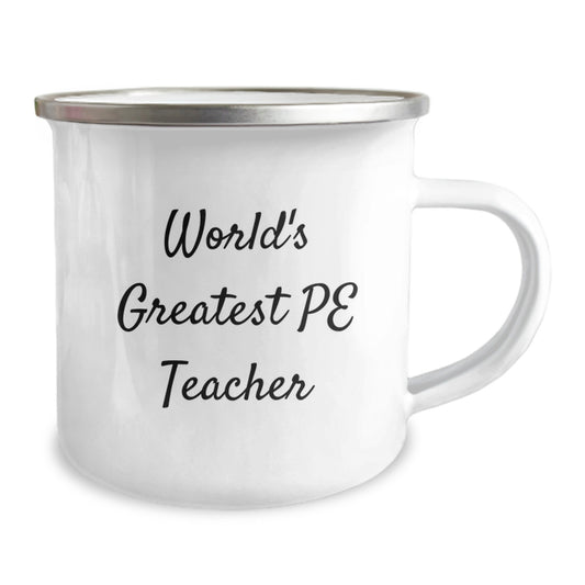 Funny World's Greatest PE Teacher Gifts for Men, Unique Birthday Unique Gifts from Friends, Funny PE Teacher Camping Mug - Image 2