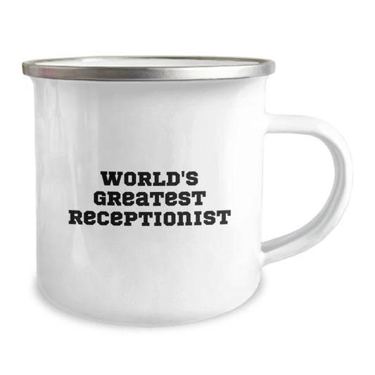 Gifts for Receptionists - Funny World's Greatest Receptionist Mugs for Office Colleagues, Coworkers, and Friends - Unique Camping Mugs for Graduation, Office, and Work - Image 2