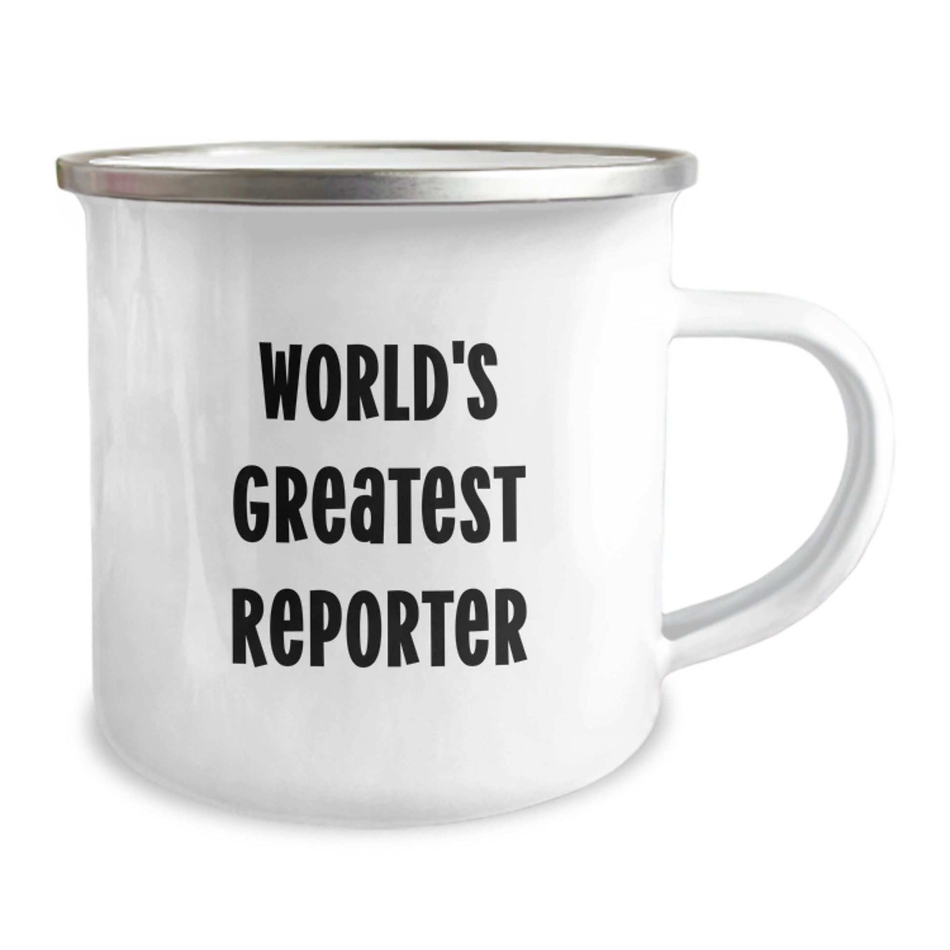 Funny Reporter Camping Mug Gifts from Family, Christmas Unique Gifts for Men, World's Greatest Reporter Enamel Mug - Image 2