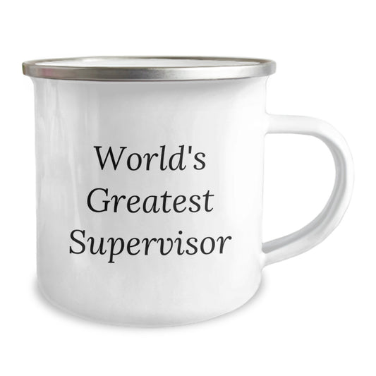 Gifts from Friends and Family for the World's Greatest Supervisor - Funny Camping Mug, Stainless Steel with Enamel Finish, 12 oz Capacity - Birthday Unique Gifts - Image 2