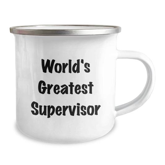 Funny World's Greatest Supervisor Gifts for Men Birthday Unique Gifts from Family Friends Coworkers to Supervisor Camping Mug - Image 2