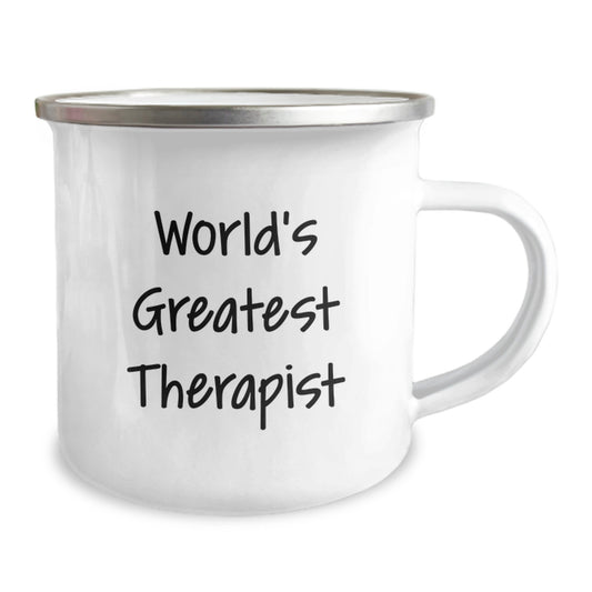 Funny Therapist Gifts from Men for Valentine's Unique Camping Mug - 'World's Greatest Therapist' Quote - Image 2