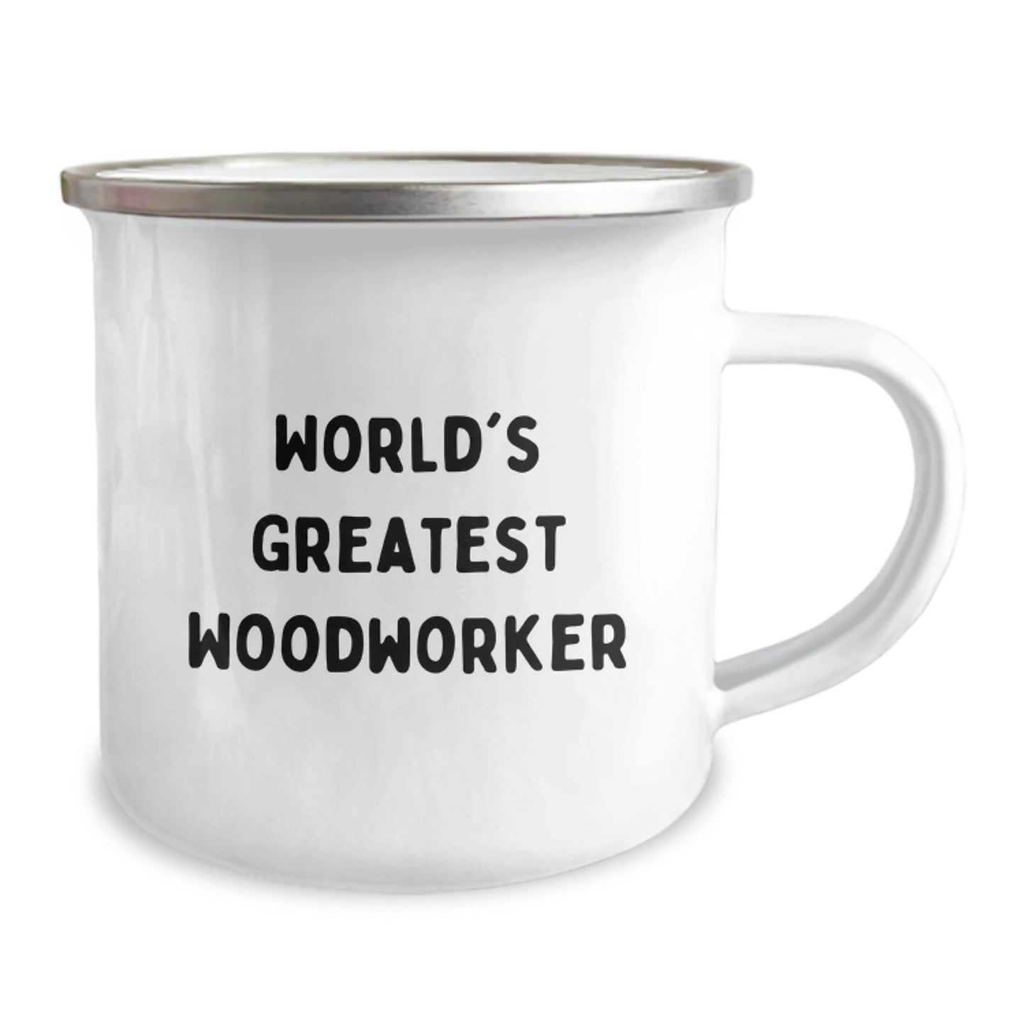 Funny Woodworker Gifts for Dad, World's Greatest Woodworker Enamel Camping Mug, Unique Father's Day Unique Gift from Men to Men - Image 2