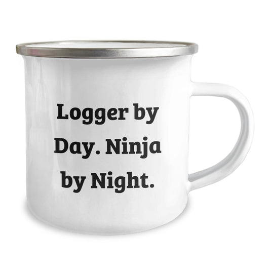 Logger Gifts from Friends for Graduation Unique Logger Camping Mug, Logger By Day. Ninja By Night., Funny Humorous Gift for Logger Men, Stainless Steel with Enamel Finish - Image 2
