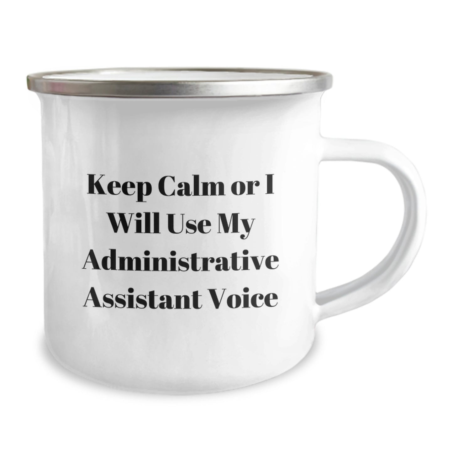 Funny Administrative Assistant Gifts for Her, Camping Mug with Keep Calm Or I Will Use My Administrative Assistant Voice, Perfect Unique Christmas Office Gifts from Women - Image 2