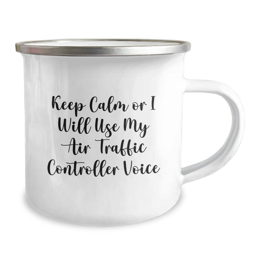 Funny Gifts from Air Traffic Controller Lovers for Mom - Keep Calm or I'll Use My Air Traffic Controller Voice Camping Mug, Perfect Air Traffic Controller Mom Gifts for Mother's Day - Image 2