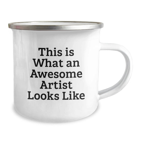 Artist Camping Mug - Funny Quote 'This Is What An Awesome Artist Looks Like', Ideal Gift from Friends for Christmas - Image 2