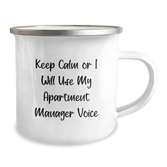 Funny Apartment Manager Gifts from Men - Keep Calm Or I Will Use My Apartment Manager Voice Camping Mug for Mom's Unique Gifts - Image 2