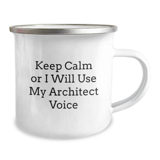 Funny Architect Gifts for Men from Friends, Unique Graduation Unique Gifts for Architect, Camping Mug with Funny Quote 'Keep Calm Or I Will Use My Architect Voice' - Image 2