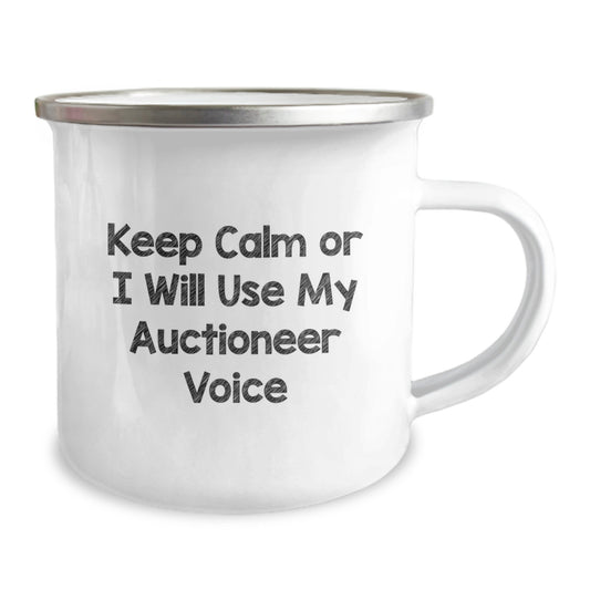 Fun Auctioneer Gifts - Keep Calm Or I Will Use My Auctioneer Voice Christmas Unique Gifts for Auctioneer Friends, Funny Camping Mug from Men - Image 2