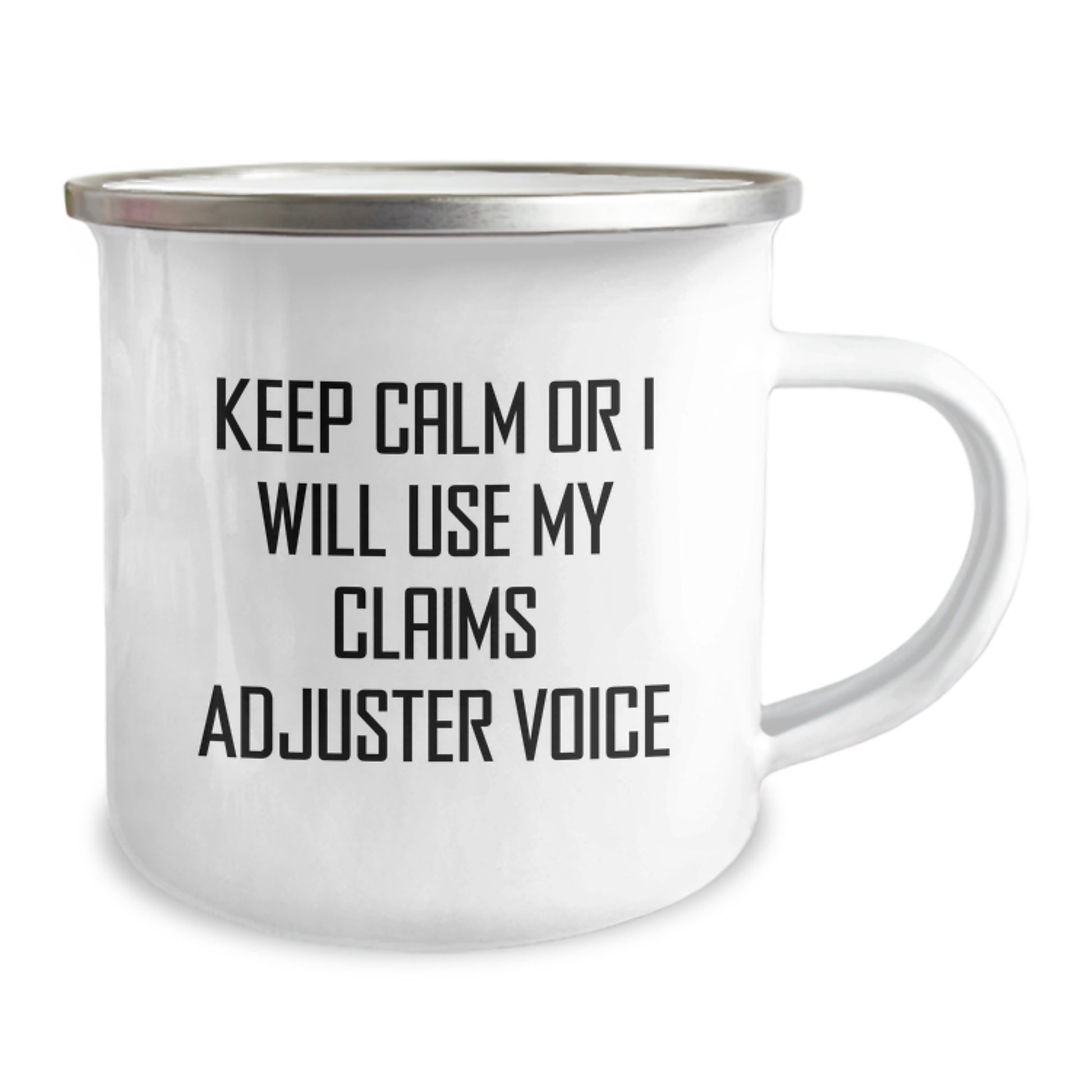 Funny Claims Adjuster Gifts for Men Valentine's Unique Camping Mugs from Friends, 'Keep Calm Or I Will Use My Claims Adjuster Voice' - Image 2