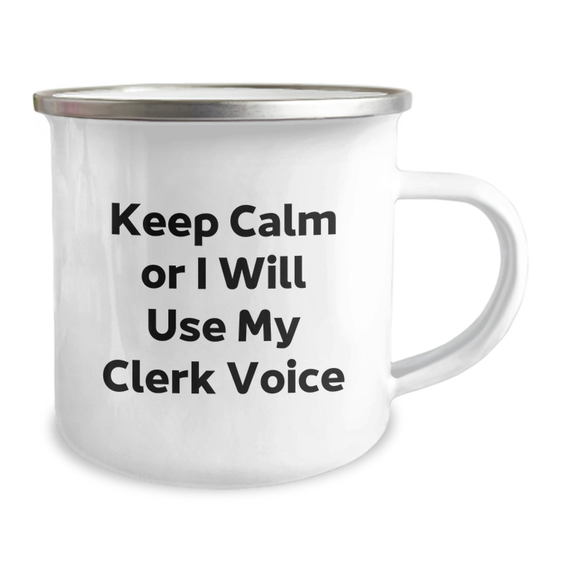 Funny Clerk Camping Mug Gifts for Men from Friends - Keep Calm Or I Will Use My Clerk Voice Christmas Unique - Image 2