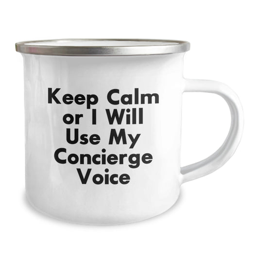Gifts from Friends and Family, Fun Camping Mugs for Dad, Keep Calm or I Will Use My Concierge Voice, Unique Father's Day Unique Gifts for Men and Family, Concierge Camping Mug - Image 2