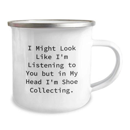 Funny Shoe Collecting Gifts from Friends for Shoe Collecting Enthusiasts - 'I Might Look Like I'm Listening To You But In My Head I'm Shoe Collecting' Coffee Mug for Christmas - Image 2