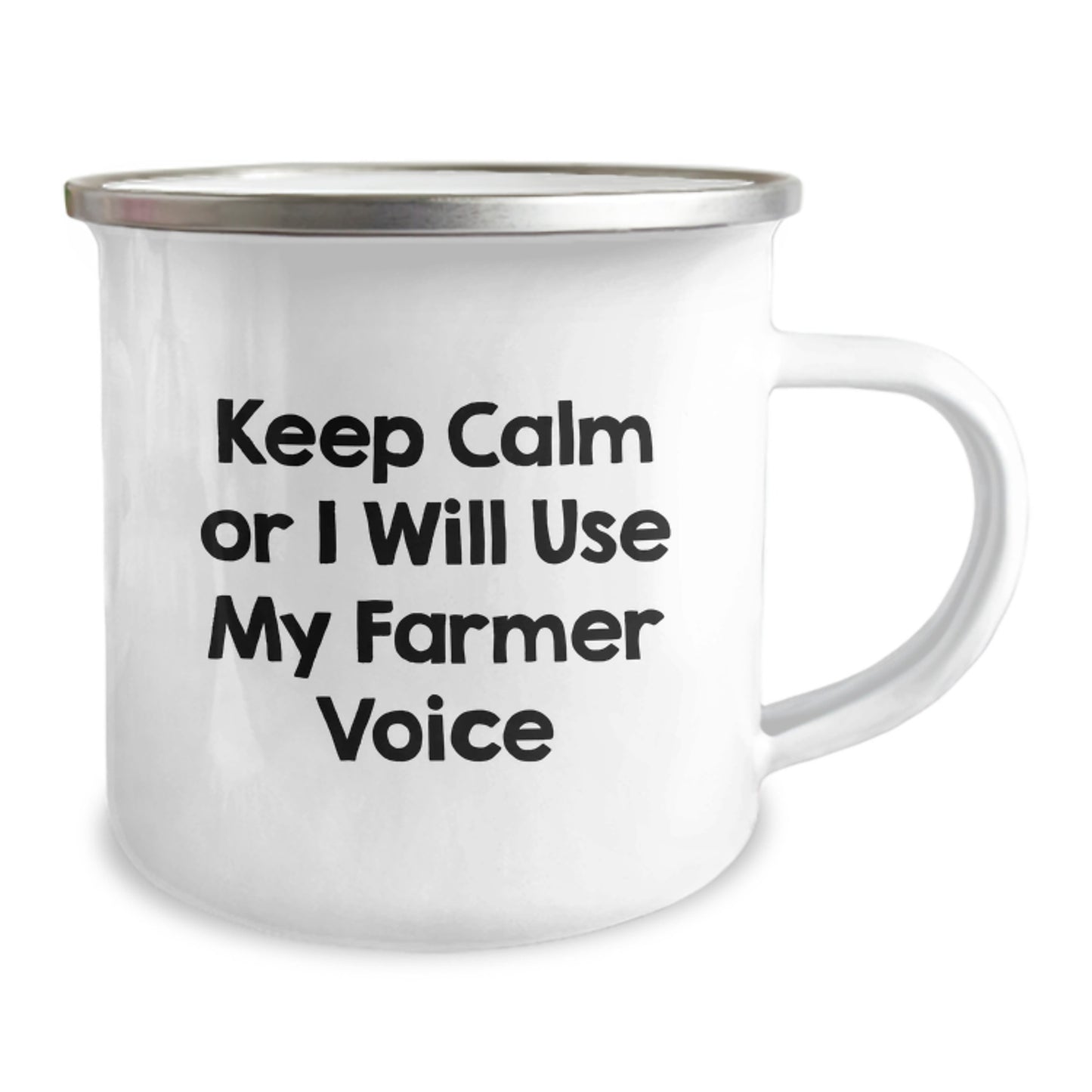 Funny Farmer Gifts - Christmas Unique Gifts from Men to Farmer Friends - Camping Mug with Keep Calm Or I Will Use My Farmer Voice - Image 2