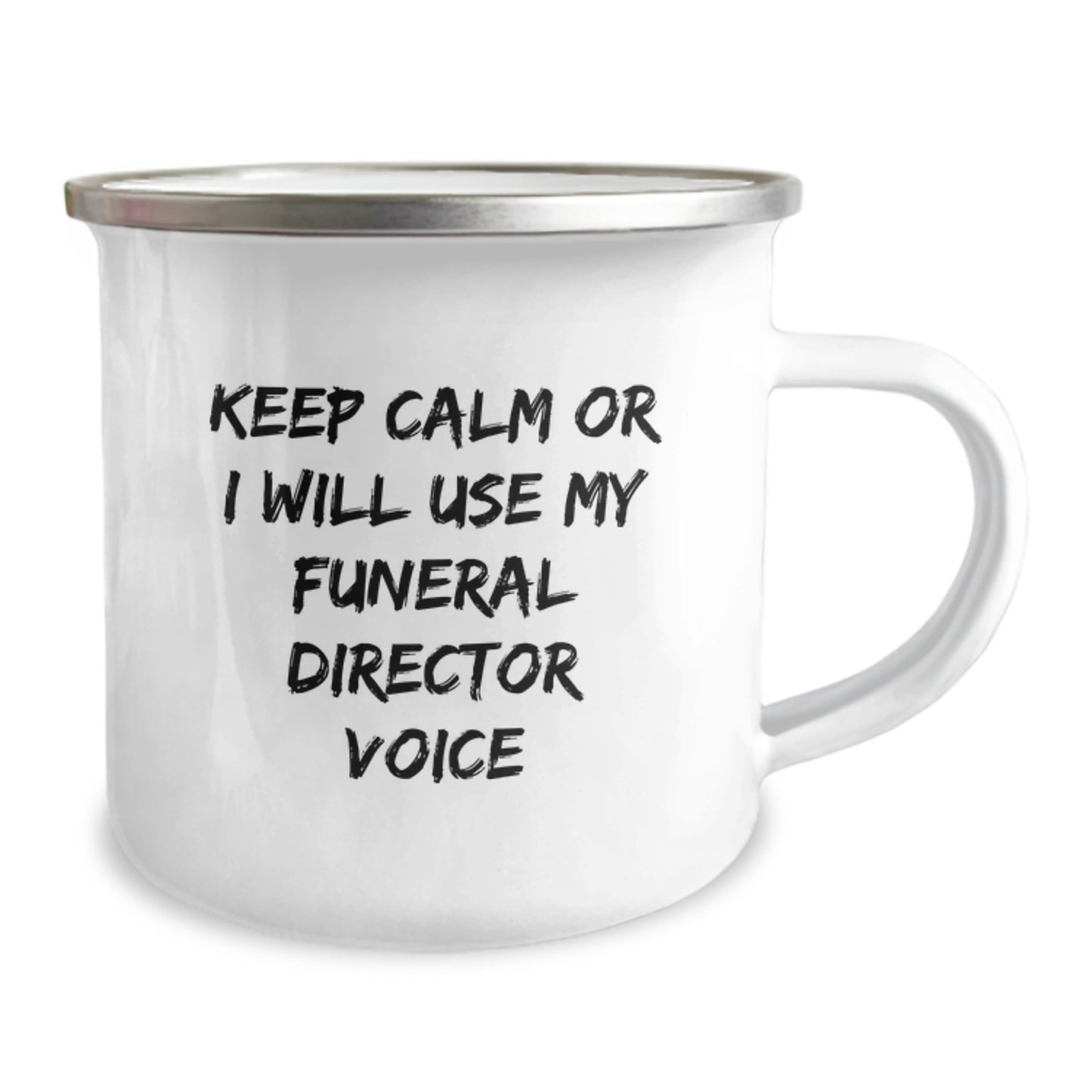Funny Funeral Director Gifts from Friends for Birthday Unique Mugs - Keep Calm Or I Will Use My Funeral Director Voice - Image 2