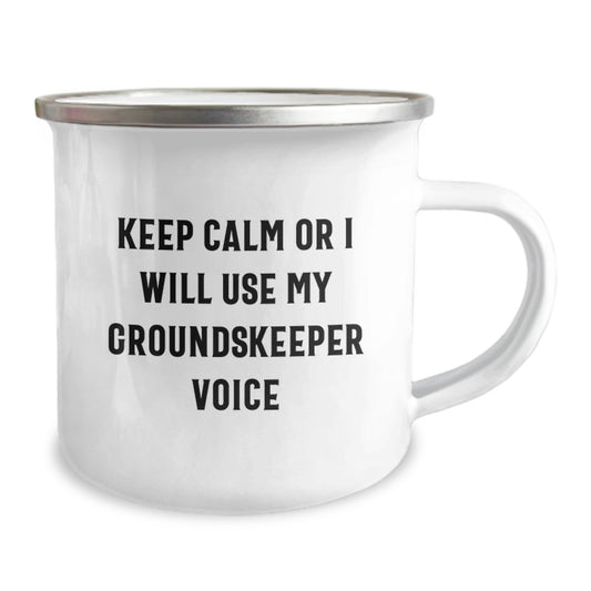 Funny groundskeeper Gifts, 'Keep Calm Or I Will Use My groundskeeper Voice' Camping Mug for Men or Women, Unique Graduation Mug for Friends, Coworkers, Family - Image 2